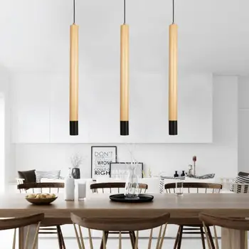 Nowoczesny któtkie minimalistyczny twórczy drewniana wisząca nordic home decor sypialnia szafka prosta czarna kolej podwieszana lampa