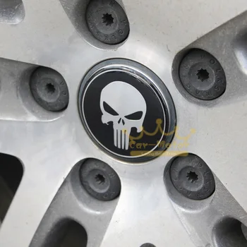 4szt samochód motocykl 55 mm 3D Punisher czaszka uniwersalny kierownica centrum piasty pokrywa godło ikona naklejki 0009