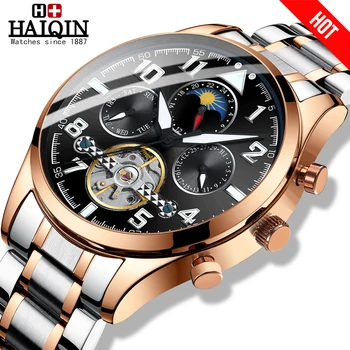 HAIQIN męskie zegarki mechaniczne męskie zegarki najlepsze marki luksusowych zegarki automatyczne męskie złote wirstwatch mężczyzna tourbillon Reloj hombres