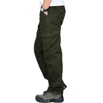 Nowy 2019 Męskie Spodnie Cargo Multi Kieszenie Wojskowe Taktyczne Spodnie Męskie Odzież Uliczna Armia Proste Spodnie Codzienne Długie Spodnie