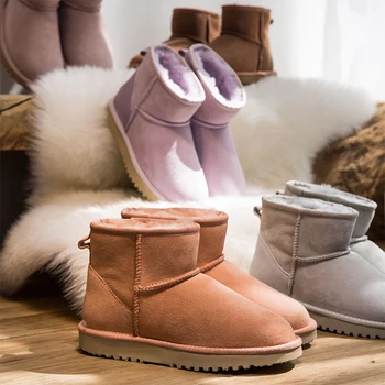 Nowa moda 2020 Australia przyroda wełna podszewka skóry wołowej górze kostki zimowe damskie klasyczne buty zimowe wysokiej jakości skóra naturalna