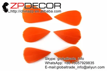 ZPDECOR 3~7 cm 200 szt./lot gwarancją jakości gęsie pióro płatek malowane pomarańczowy na pokaz mody