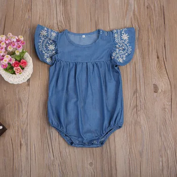 Citgeett lato niemowląt dziewczynek odzież dżinsowa bez rękawów niebieski kombinezon sprzęt ochrony przeciwsłonecznej garnitur zestaw 0-24 m